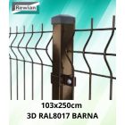 KERÍTÉSPANEL 3D 103x250CM BARNA RAL8017 