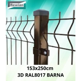 KERÍTÉSPANEL 3D 153X250CM BARNA RAL8017