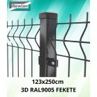 Kerítéspanel 3D fekete RAL9005 123x250cm
