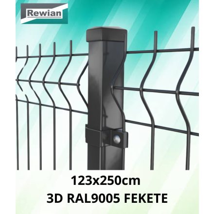 Kerítéspanel 3D fekete RAL9005 123x250cm