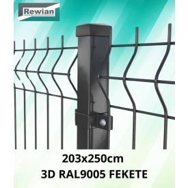 Kerítéspanel 3D fekete RAL9005 203x250cm