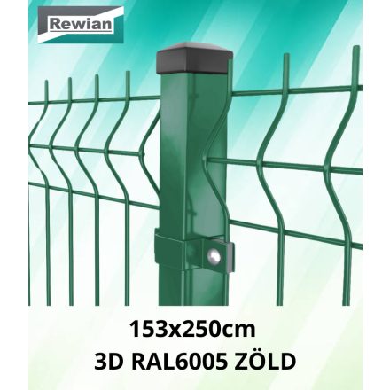 Kerítéspanel 3D zöld RAL6005 153x250cm