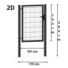 Kiskapu szett 6/5/6 2D paneles RAL7016 antracit 143x100cm